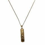 Estate 925 Sterling Gold Tone Capsule Cherub Pendant  Necklace