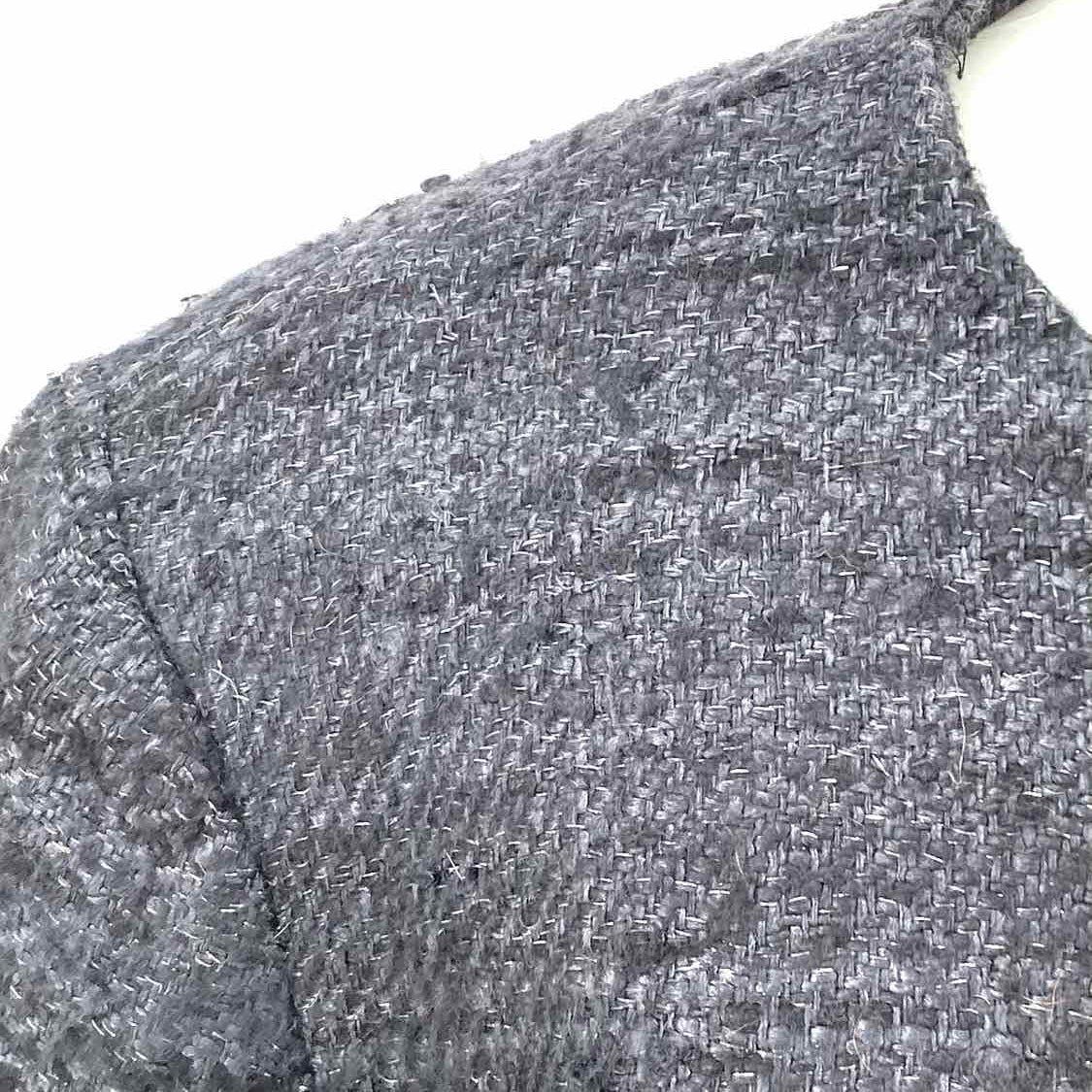 Eileen Fisher Women's Charcoal Size 14 Open Front Tweed Silk Blend Jacket