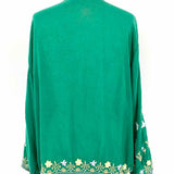 johnny was Margeurite Women's Green Size XL Open Front Sable Embroidered Kimono