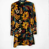 Farm Rio Macaw Women's Multi-black Size XS Long Sleeve Velvet Flower Dress