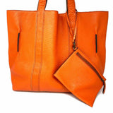 Coach Brown Orange Reversible Leather Tote