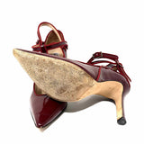 Henri Lepore Dezert Carmela Women's Red Pointed Patent Leather T-Strap Pumps