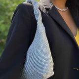 Madison West Silver Slouchy Sparkle Rhinestone Shoulder Bag