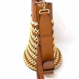 Salvatore Ferragamo 2022 Studio Wove Raffia Brown Bucket Woven Satchel