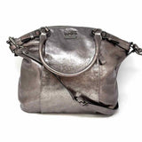 Coach Madison Silver Metallic Leather Satchel