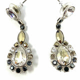 Swarovski Silver tone Dangle Teardrop Crystal Earrings
