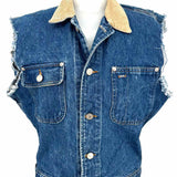 Polo Ralph Lauren Women's Blue Size S Button Down Denim Distressed Vest