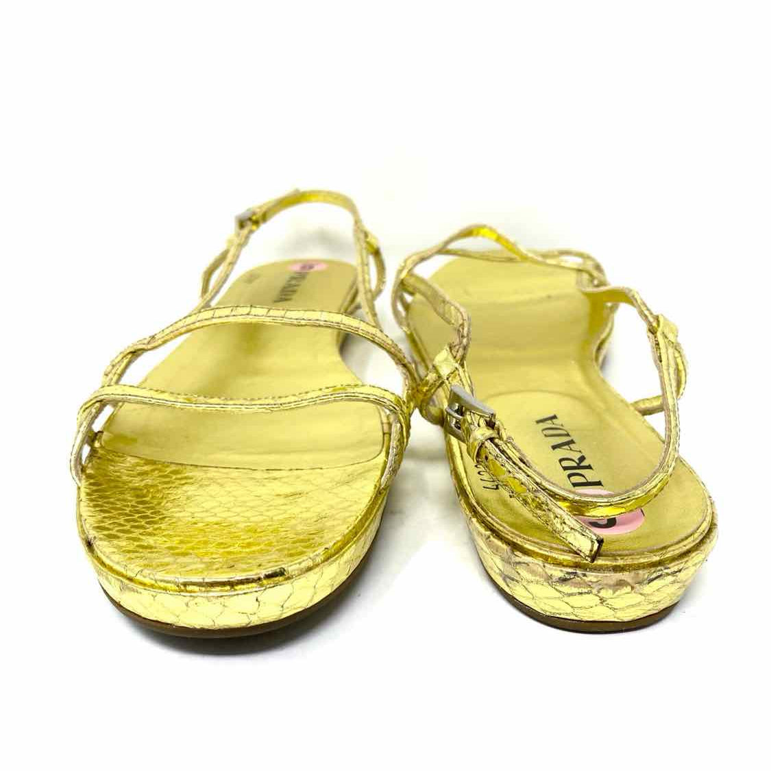 Prada Women's Gold Flat metalic Size 39/9 Sandals