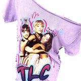 Women's TLC Purple Size M Off The Shoulder Distressed Graphics T-shirt