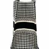 Christian Dior Embroidered Medium Book Bag Canvas Black White Houndstooth Tote