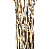 ESCADA Women's Brown White Size 42/L Faux Wrap Abstract Dress