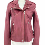 IRO Han Women's Burgundy Size 40/L Moto Leather Jacket