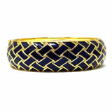 Lily Pulitzer Navy Gold Tone Hinged 4.25" Woven Bangle