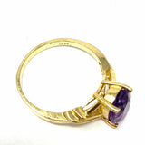 Estate size 7 10K Gold Purple Oval Twisted Amethyst Ring