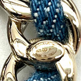 Chanel 2025 CC Logo Interwoven Blue Denim Chain Metal Made in Italy Brooch