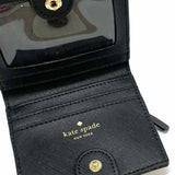 Kate Spade Black Compact Stripe Saffiano Leather Wallet