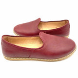 Charix Women's Red Size 5 Round Toe Leather Flats