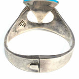 Mexico Mid Century TD-27 .925 Sterling Silver Hinged Turquoise Bracelet