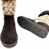 Coach Kally Winter Women's Brown Beige Size 8.5 Suede Signature Boots
