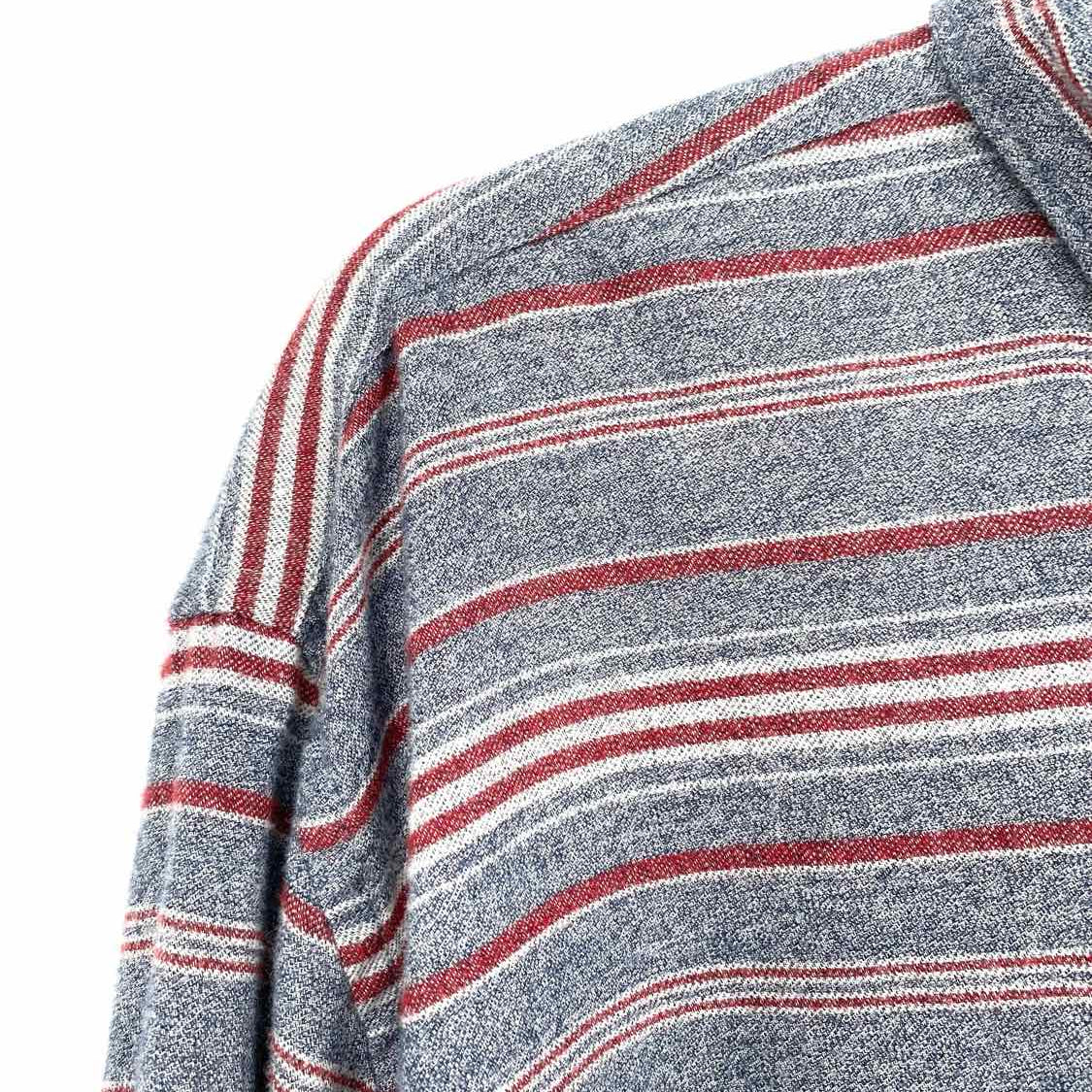 Barbour Men's Red Gray Size XL Stripe Long Sleeve Shirt