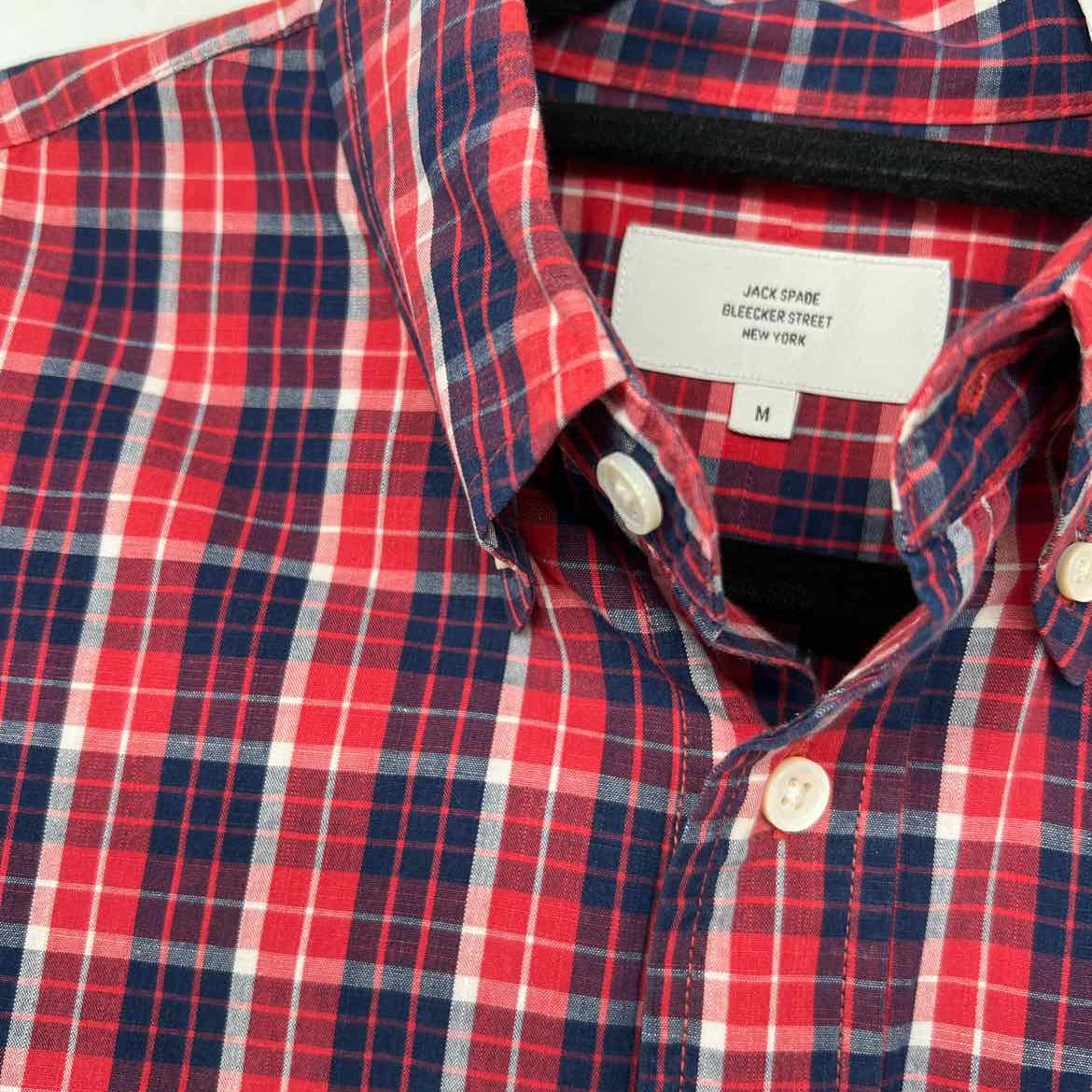 JACK SPADE Men's Red / Blue Plaid Size M Long Sleeve Shirt