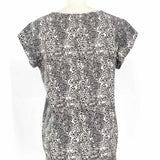 Joie Women's Black/Gray Size XS V-Neck Silk Leopard Print Short Sleeve Top
