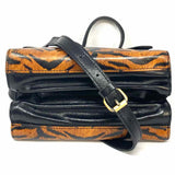 Patricia Nash Leather Black Brown Top Handle Tiger Satchel