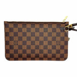 LOUIS VUITTON 2016 Neverfull Pochette Coated Canvas Brown Damier Ebene Wristlet