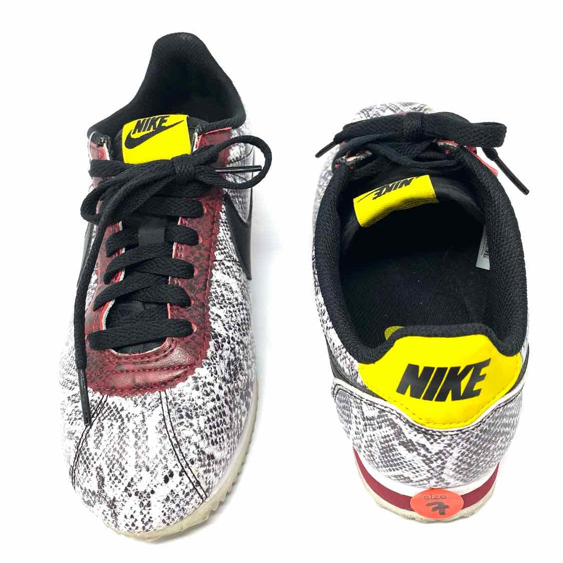 Nike Classic Cortez Women's Black White Red Size 7 Lace-up Snake Sneakers