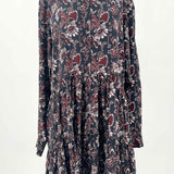 APIECE APART Women's Navy Size M Button Down Silk Floral Dress