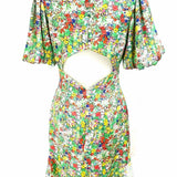 Topshop Women's Green Yellow Size 2 Empire Floral Dress
