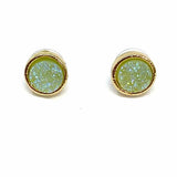 Rain Gold Tone Stud Druzy Earrings