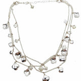 HEIDI KLUM Silver tone Layered 19" Clover Necklace