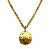 Chanel 1994 CC Medallion 24K Plated Gold Tear Drop Quilted France Necklace