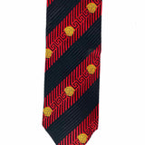 GIANNI VERSACE Silk Black Red Stripe Medusa Necktie