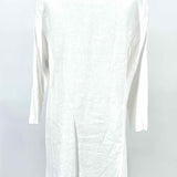 Eileen Fisher Women's White Size M Long Linen Button Down Long Sleeve