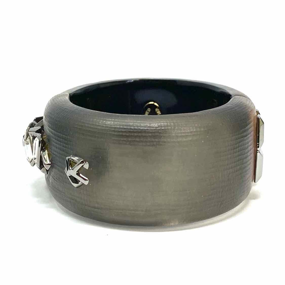 Alexis Bittar Lucite Gray Hinged embellished Bangle
