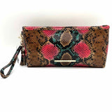 Brahmin Kayla Multi Caladesi Multi-Color Wristlet Snake Embossed Leather Clutch