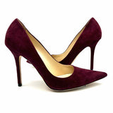 JIMMY CHOO Women's Burgundy Size 7.5 Stiletto Suede Pointed Pumps