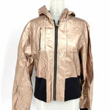 Jakett Women's Black Rose Gold Size M Reversible Leather Metallic Jacket