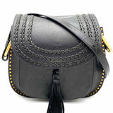 Chloe 2015 Small Hudson Black Saddle Bag Studded Leather Crossbody