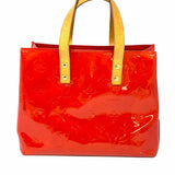 LOUIS VUITTON 2003 Reade PM Red Mini Monogram Vernis Leather Tote