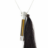 ZARA Brown SIlver Tone Tube Tassel Necklace