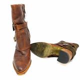 Freebird Jylina Women's Green Brown Size 8 Covered Leather Buckle Boots