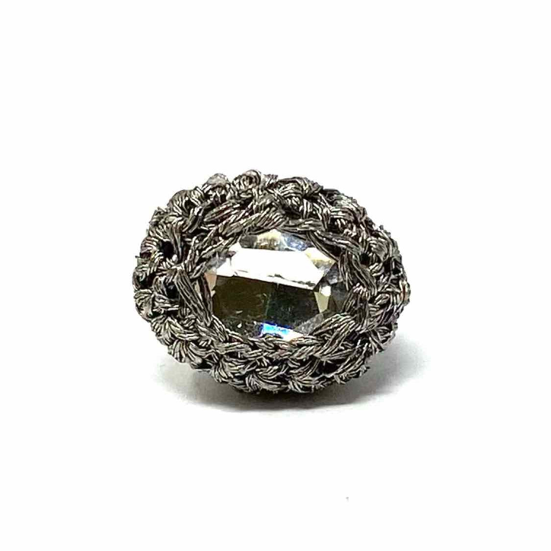 Vintage Silver tone Stud Woven Crystal Earrings