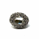 Vintage Silver tone Stud Woven Crystal Earrings