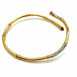 Statement Gold Tone Bamboo Crystal Bangle