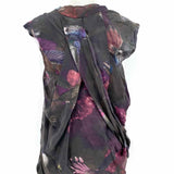 All Saints Poison drape Women's Black Size 6/S Cowl Neck Silk Floral Sleeveless