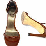 Stuart Weitzman Women's Brown Size 9 Stiletto Leather Braided Sandals