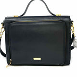 VINCE CAMUTO Black Top Handle Turnlock Leather Briefcase
